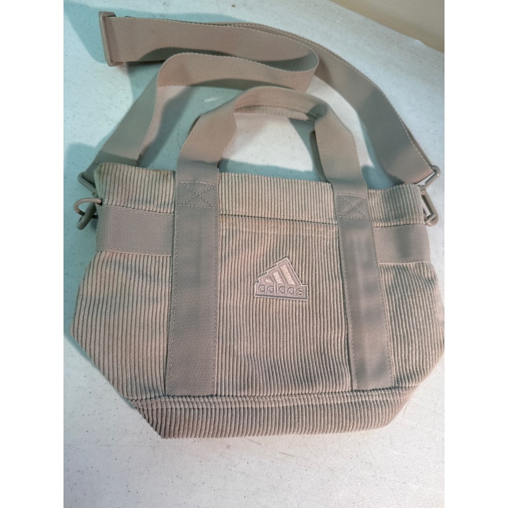 Adidas Sportswear Corduroy Mini Tote Bag Beige Tan Crossbody Handbag